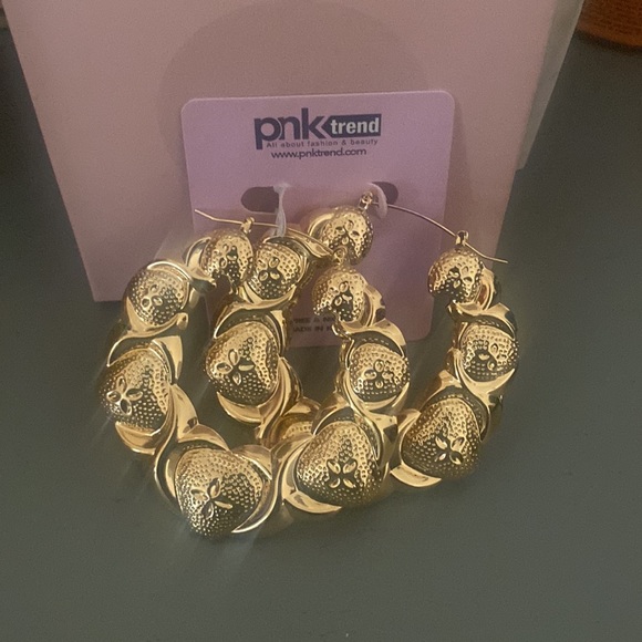 80s/90s vintage gold bamboo earrings. - Picture 2 of 2